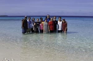 Members of Team A of the program on Bigej Island, an island north of Ebeye Island.