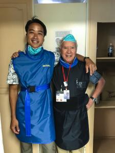 Dr. Yusuke Kobayashi and Orlando Salazar, an X-ray volunteer from Lanakila Health Center, in Ebeye.