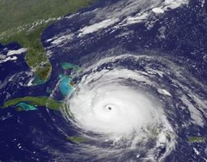 Hurricane Irma (category 5) looms large approaching Cuba and Florida on Sept 8, 2017. Credit: NOAA