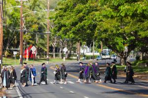 UH Law School graduates on their way to the May 2017 commencement ceremony.