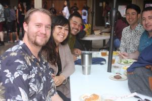 Law students enjoy Noodle Night in the law school courtyard.