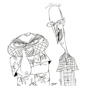 Caricature of Ron Clements and John Musker by John Musker.