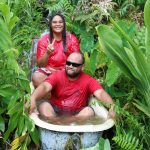 Kalamaʻehu and Keola Rick enjoying the bath at Kapuna Farms