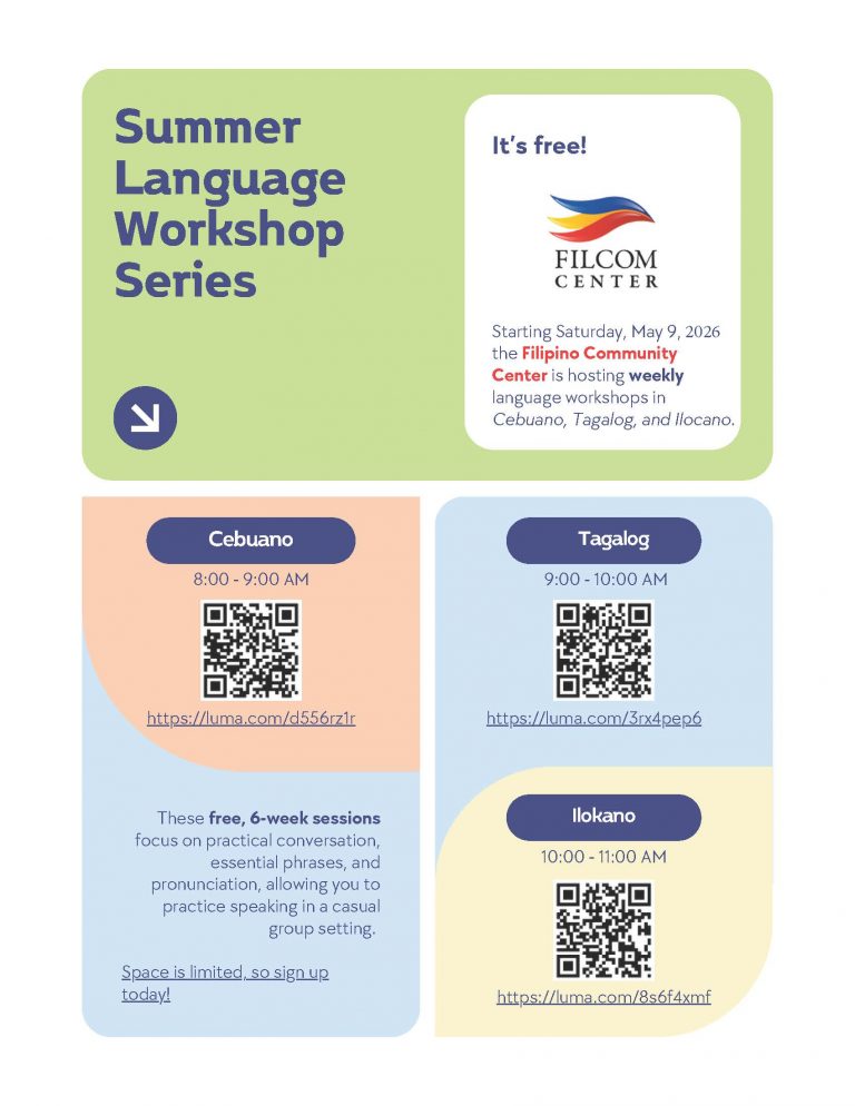 Summer Language Workshop Series at Filcom – Center for Philippine Studies