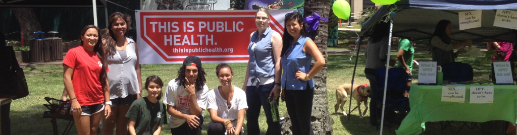 Hui Ola Pono students during National Public Health Week 2014 at the Hui Pet Therapy