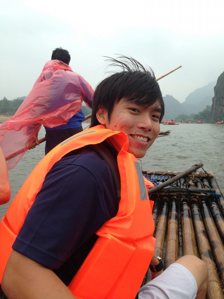 Thomas Lee on a raft