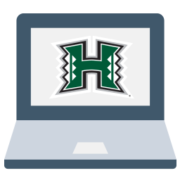 a computer with a UH logo on the screen