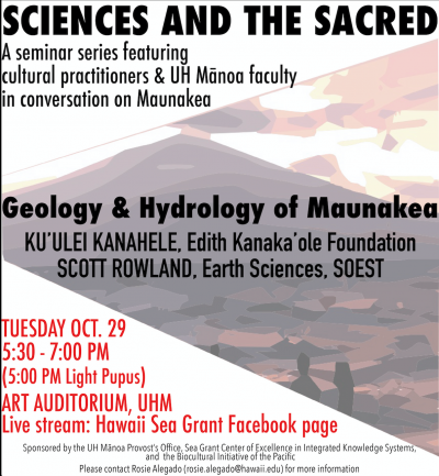 <p>Fig. 1. Sciences and the Sacred—seminar on Geology and Hydrology of Maunakea, Oct 29, 2019.</p>