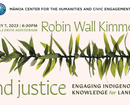 Robin Wall Kimmerer Land Justice event graphic