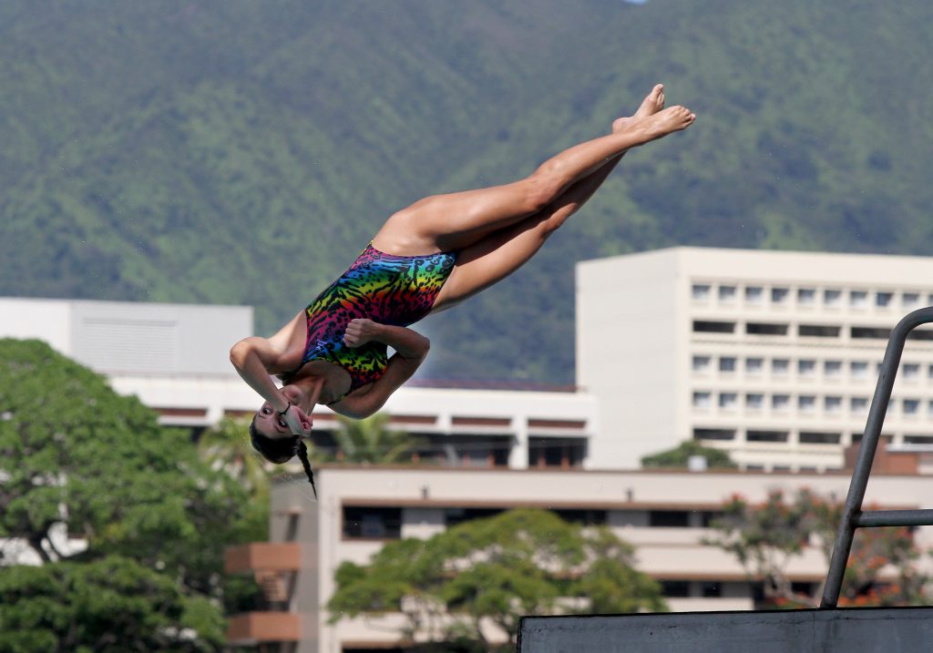 University of Hawaii at Manoa Women's Diving Player during a dive