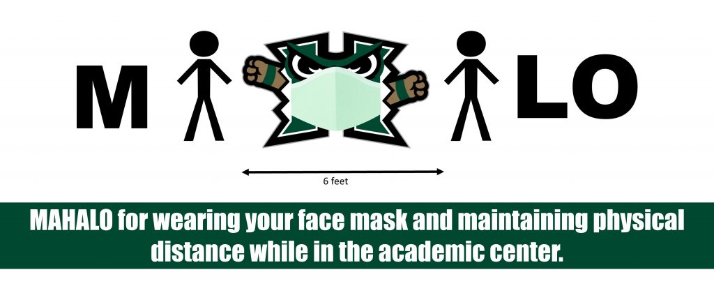 Mahalo for wearing your face mask and maintaining physical distance while in the academic center.