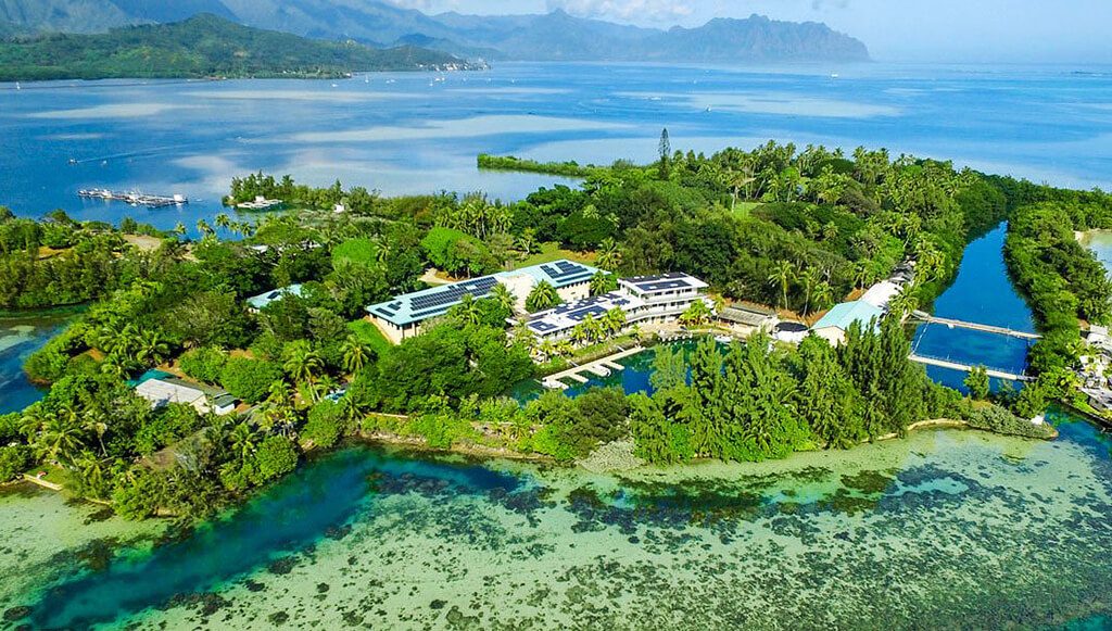 Aerial view of the Hawaii Institute of Marine Biology.