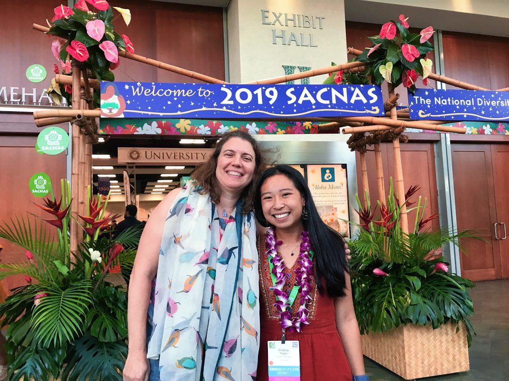 Kristina Theam with her mentor at the 2019 SACNAS conference