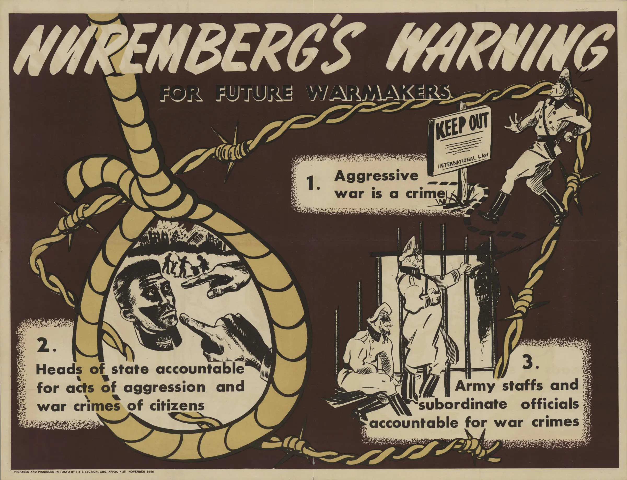 Nuremberg's Warning, prepared and produced in Tokyo by I & E Section, GHQ, AFPAC, 25 November 1946.