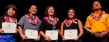 2016 award winners Sherri Yanagi, Reid Kuioka, Rikki Mitsunaga, Irene Burns, and Robert Bachini