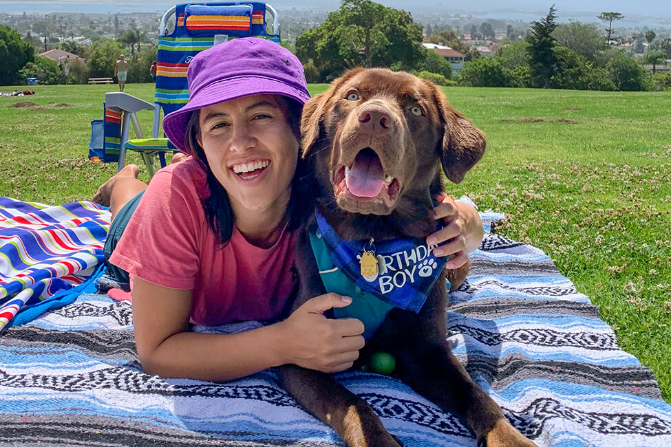 Izzy Roberson with her dog